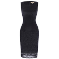 Kate Kasin Womens Ladies Slim Fit Sleeveless Cuello cuello Hips-Wrapped Bodycon Negro vestido de encaje KK000431-1